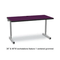 UNE-T Rectangle Workstation W/ HPL Top, Black Lotz AE Edge & Adjustable T-Leg