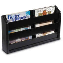 Doublewide Oak Magazine Rack, Wall Mount Or Tabletop